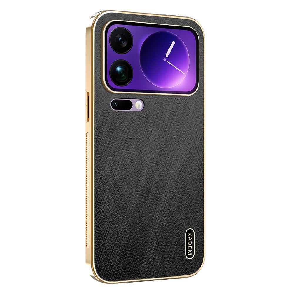 KADEM For Xiaomi 17 Pro Case Electroplating Silk Texture PU + TPU Phone Back Cover - Black