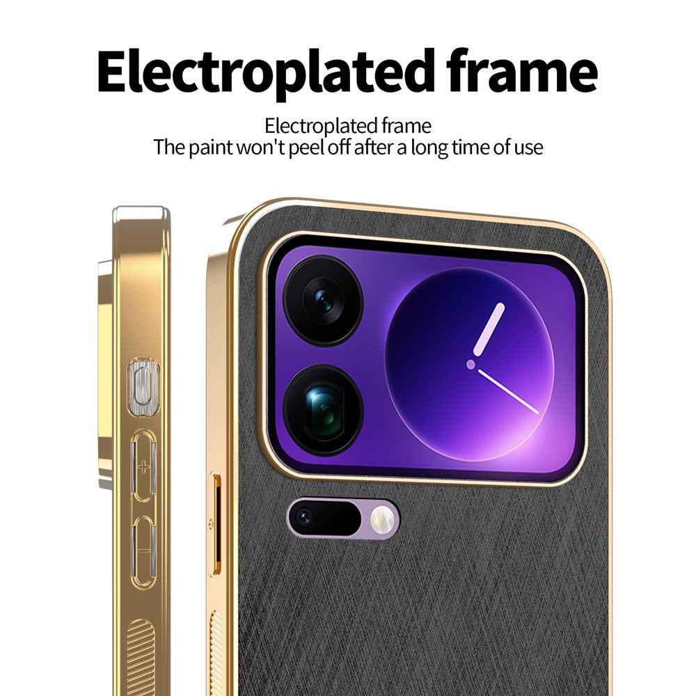 KADEM For Xiaomi 17 Pro Case Electroplating Silk Texture PU + TPU Phone Back Cover - Black
