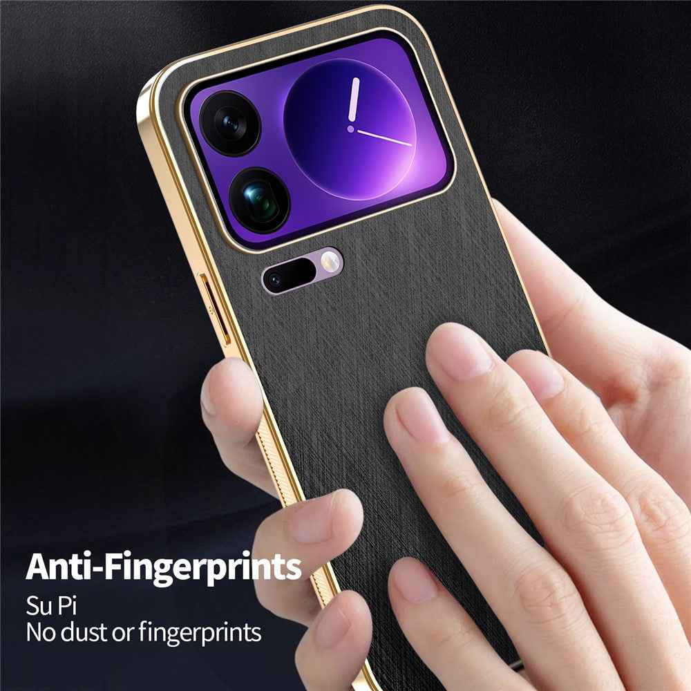 KADEM For Xiaomi 17 Pro Case Electroplating Silk Texture PU + TPU Phone Back Cover - Black