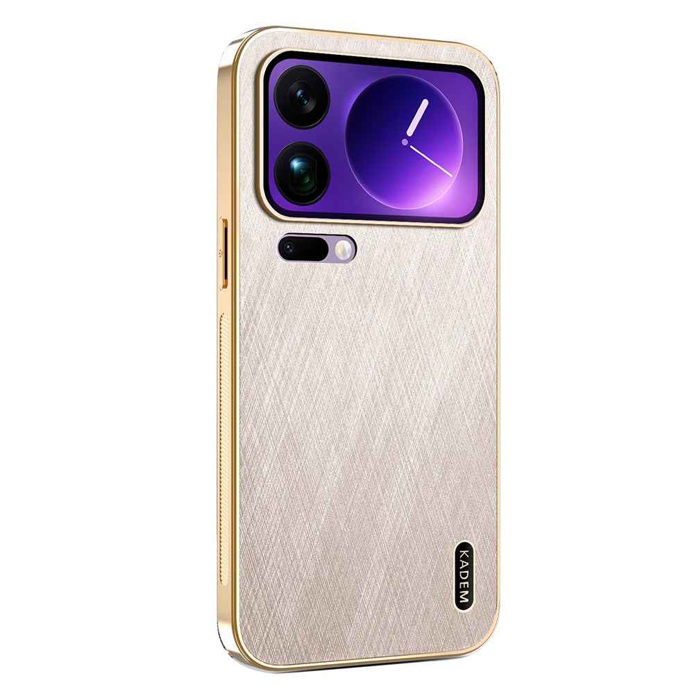 KADEM For Xiaomi 17 Pro Case Electroplating Silk Texture PU + TPU Phone Back Cover - Gold