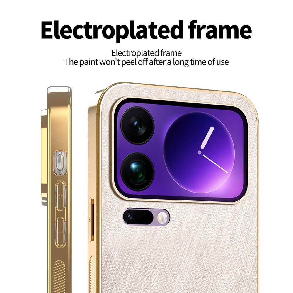 KADEM For Xiaomi 17 Pro Case Electroplating Silk Texture PU + TPU Phone Back Cover - Gold