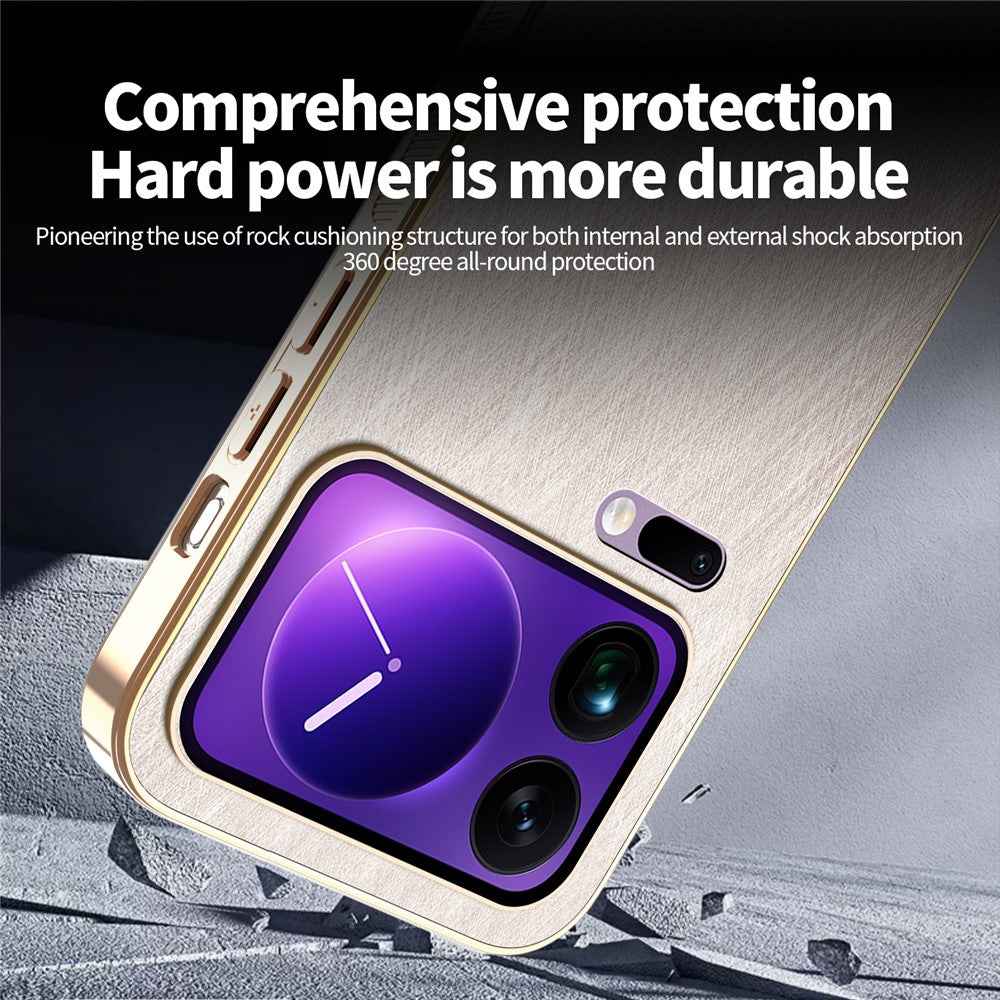 KADEM For Xiaomi 17 Pro Case Electroplating Silk Texture PU + TPU Phone Back Cover - Gold