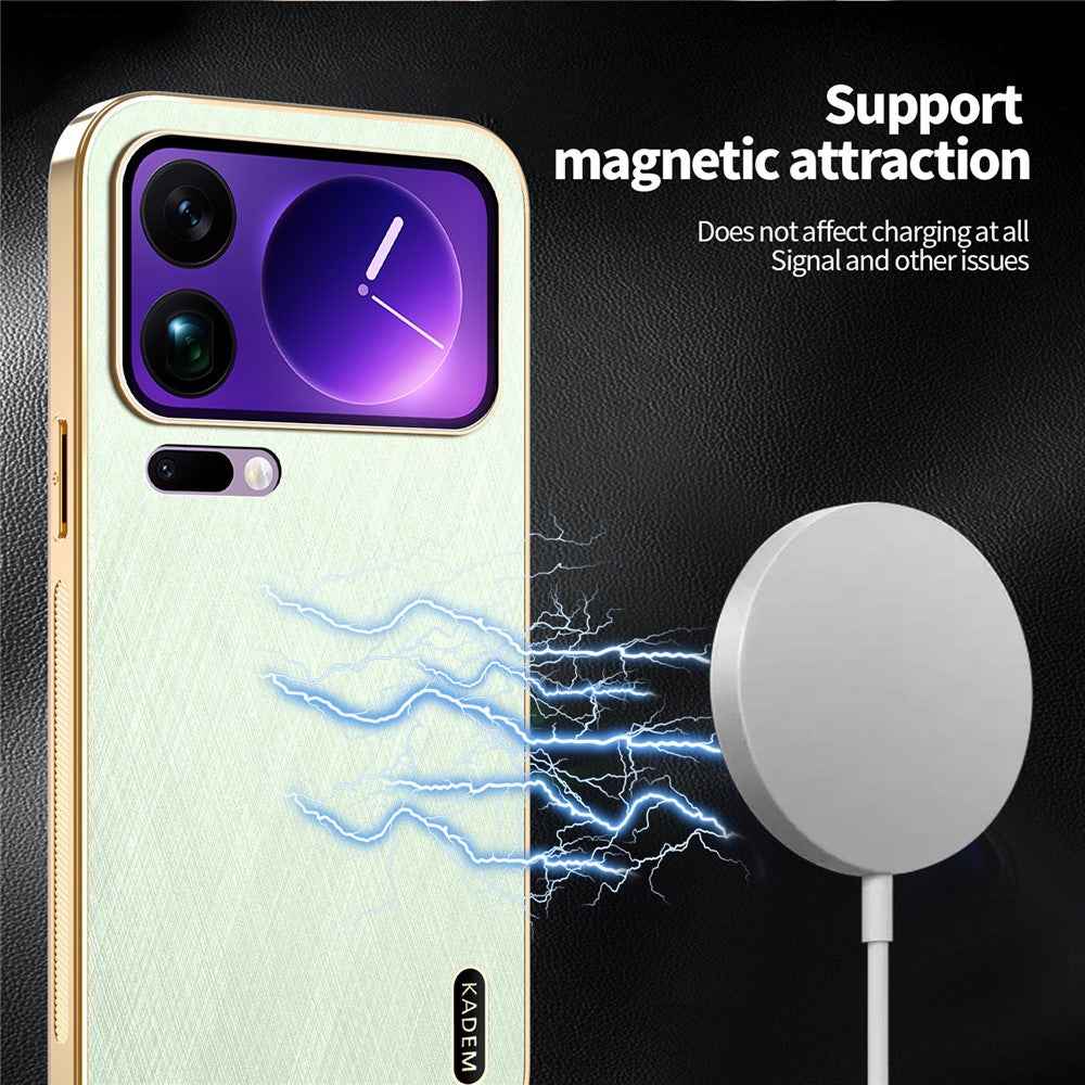 KADEM For Xiaomi 17 Pro Case Electroplating Silk Texture PU + TPU Phone Back Cover - Green