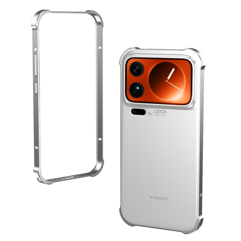 For Xiaomi 17 Pro Max Bumper Case Heat Dissipation Metal Frame Phone Cover - Silver