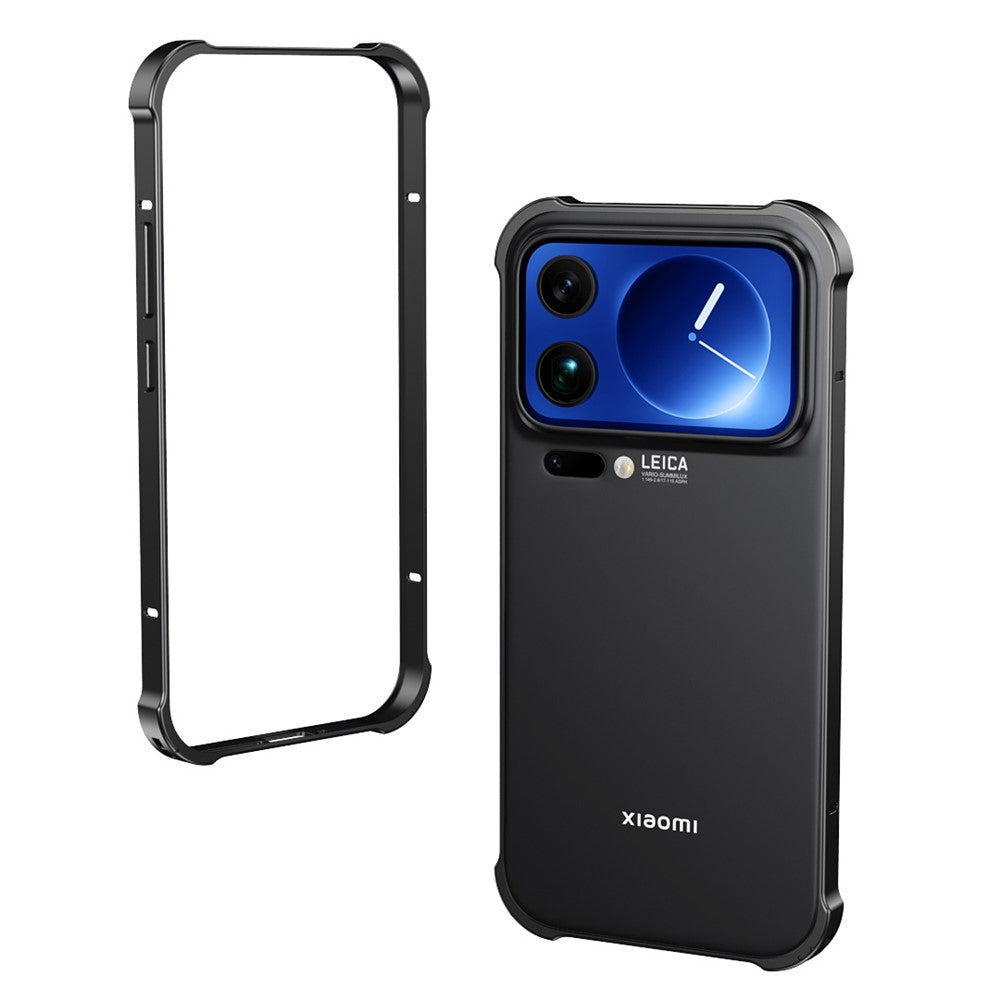 For Xiaomi 17 Pro Max Bumper Case Heat Dissipation Metal Frame Phone Cover - Black