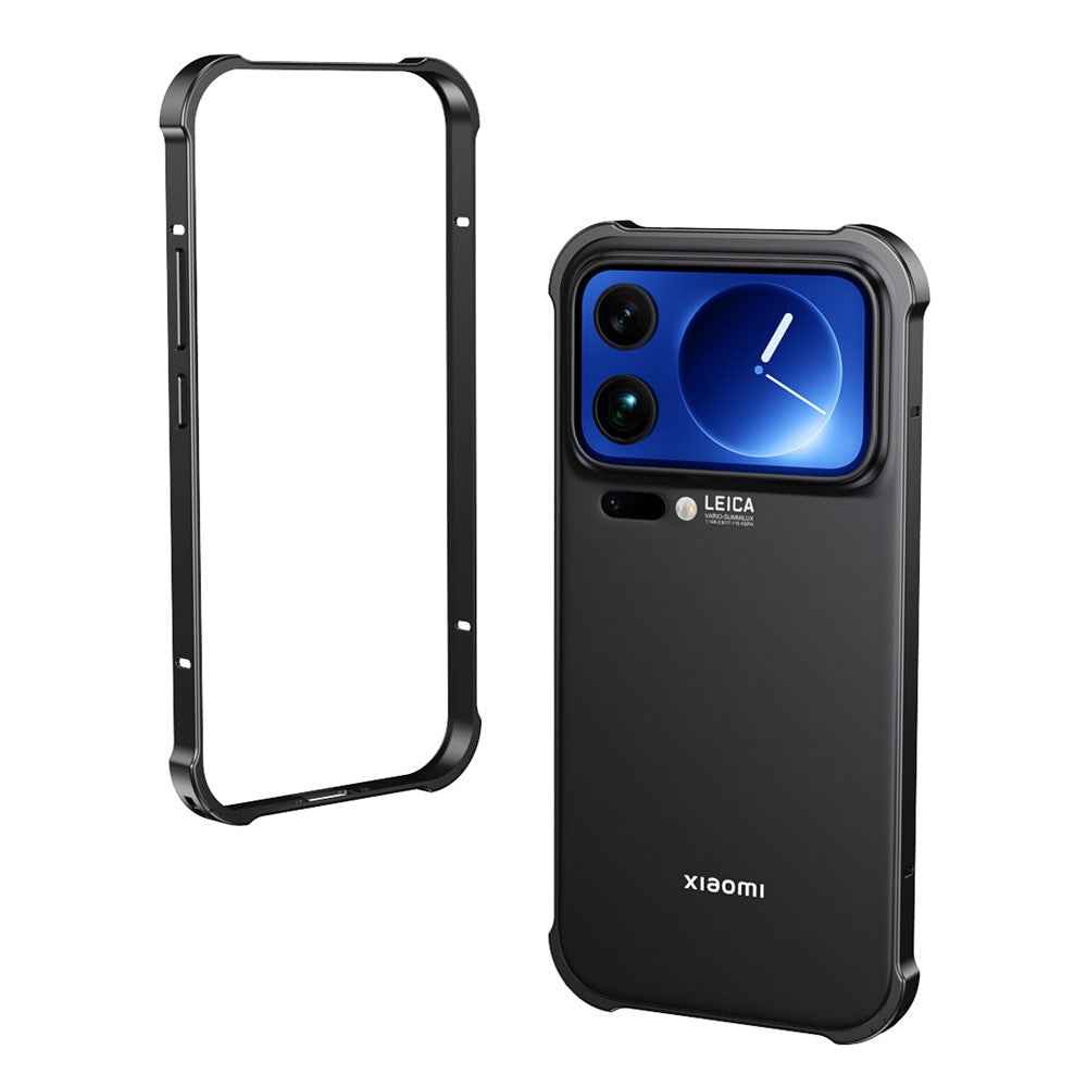 For Xiaomi 17 Pro Bumper Case Heat Dissipation Metal Frame Phone Cover - Black
