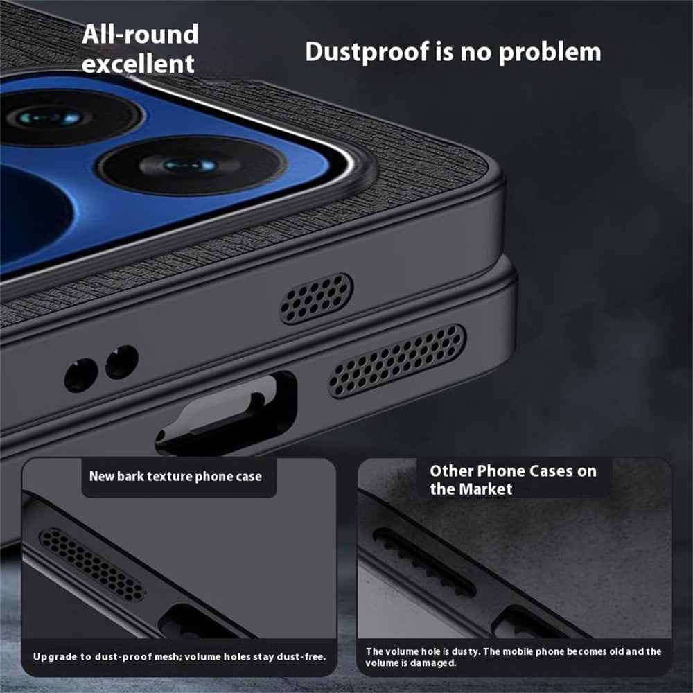For Xiaomi 17 Pro Case Wood Texture PU Leather Coated PC TPU Phone Cover - Black