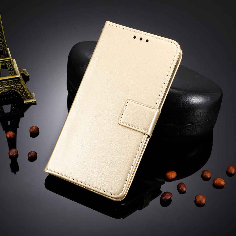 For Xiaomi 17 Pro PU Leather Case with Strap Crazy Horse Texture Phone Wallet Cover - Gold