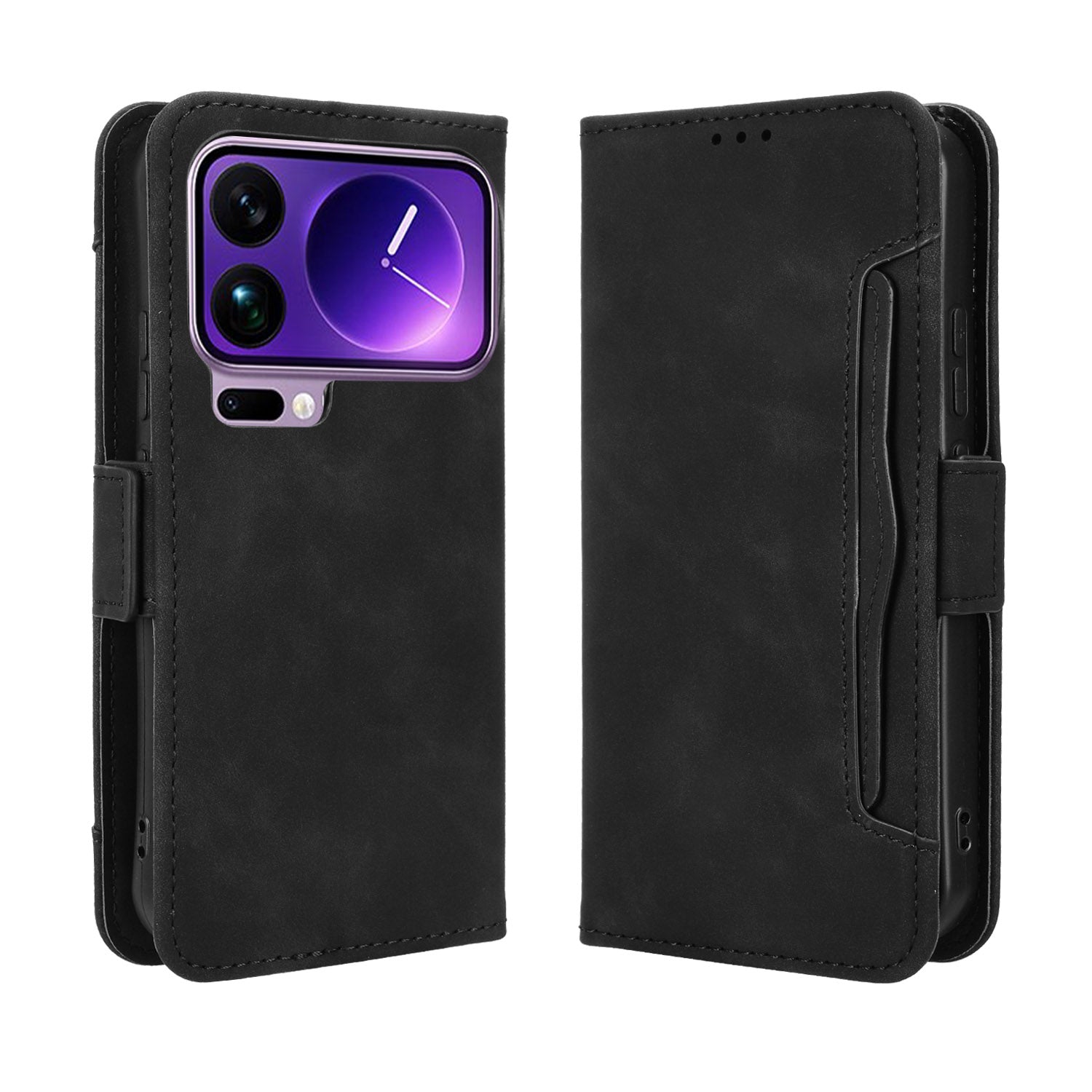 For Xiaomi 17 Pro Max Leather Case Phone Wallet Cover with Multiple Card Slots - Black