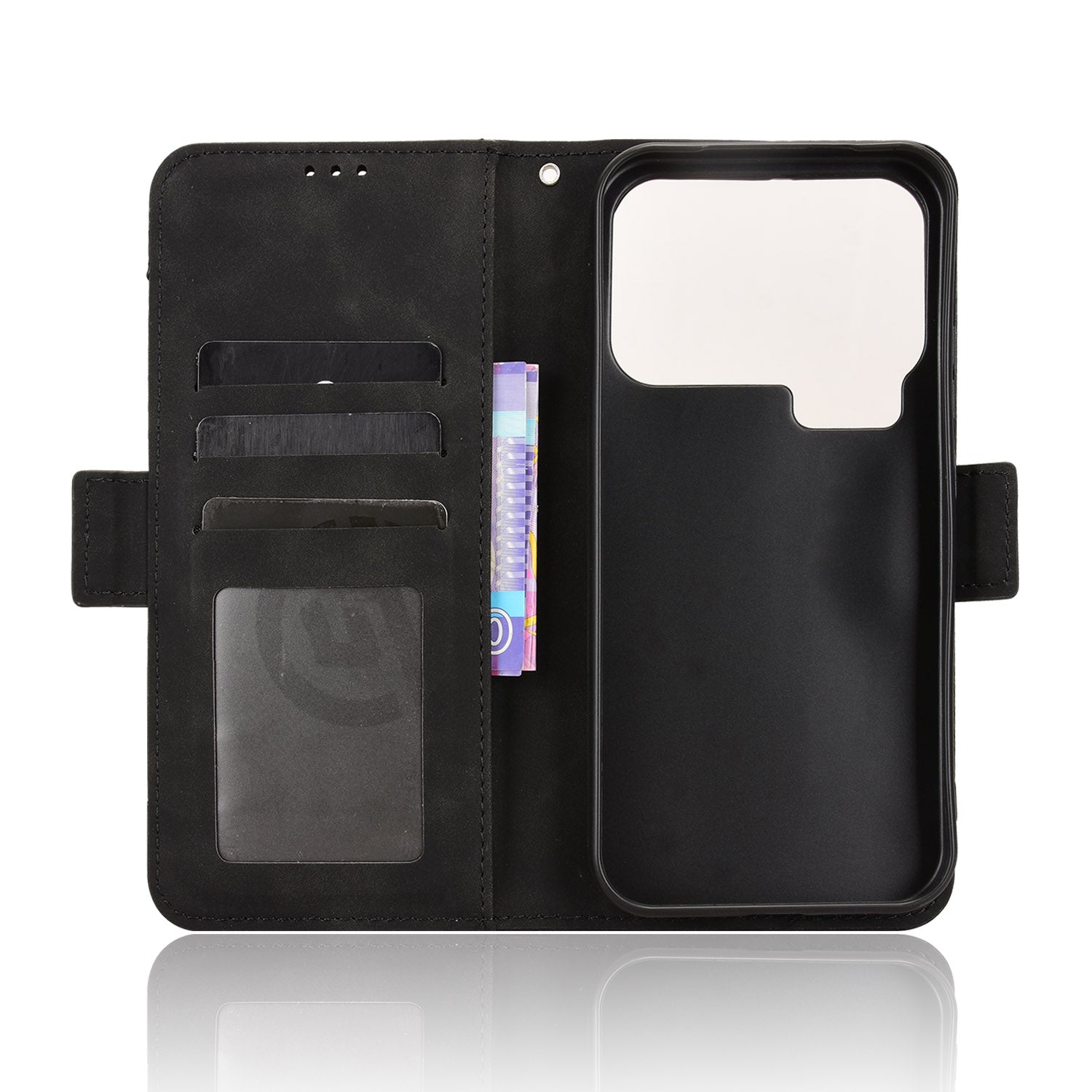 For Xiaomi 17 Pro Max Leather Case Phone Wallet Cover with Multiple Card Slots - Black