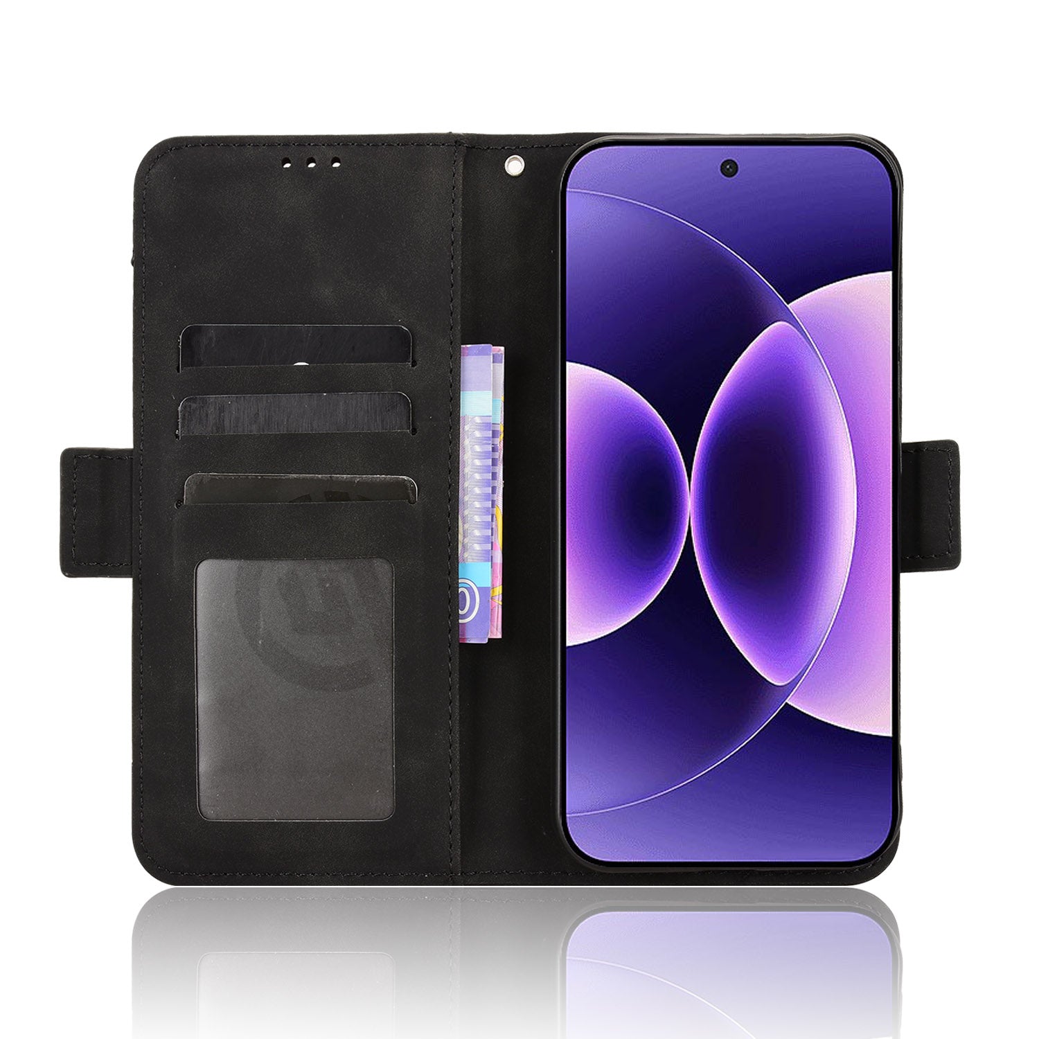 For Xiaomi 17 Pro Max Leather Case Phone Wallet Cover with Multiple Card Slots - Black
