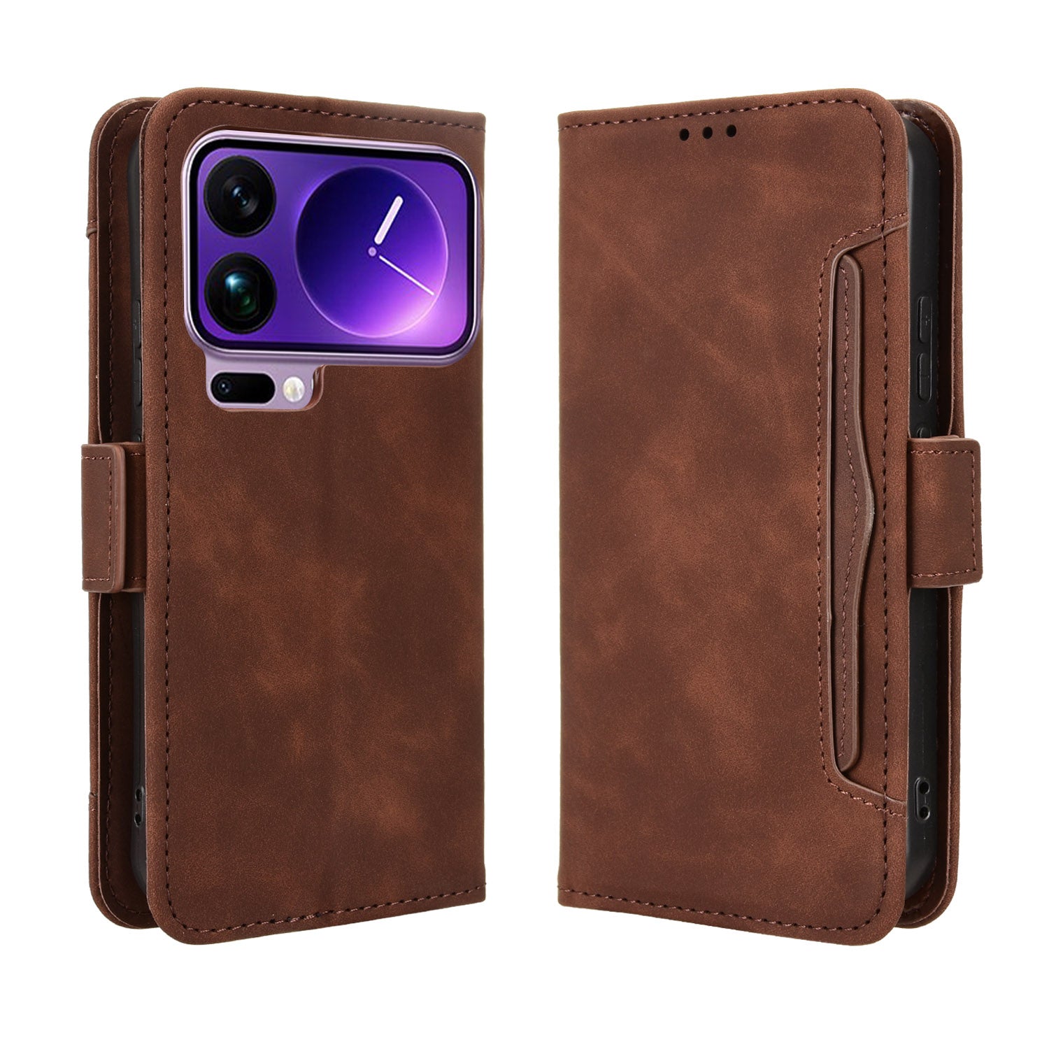 For Xiaomi 17 Pro Max Leather Case Phone Wallet Cover with Multiple Card Slots - Brown