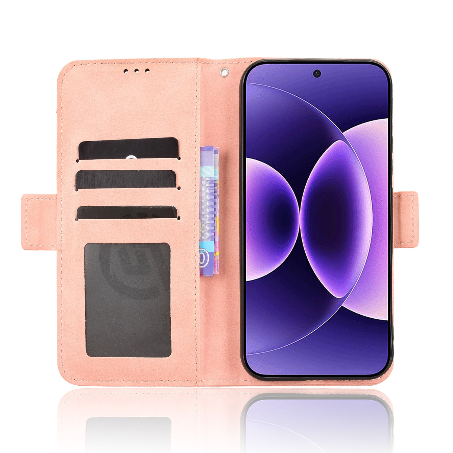 For Xiaomi 17 Pro Max Leather Case Phone Wallet Cover with Multiple Card Slots - Pink