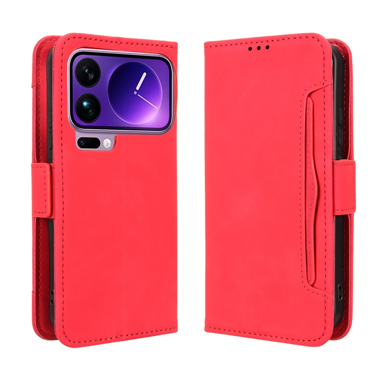 For Xiaomi 17 Pro Max Leather Case Phone Wallet Cover with Multiple Card Slots - Red