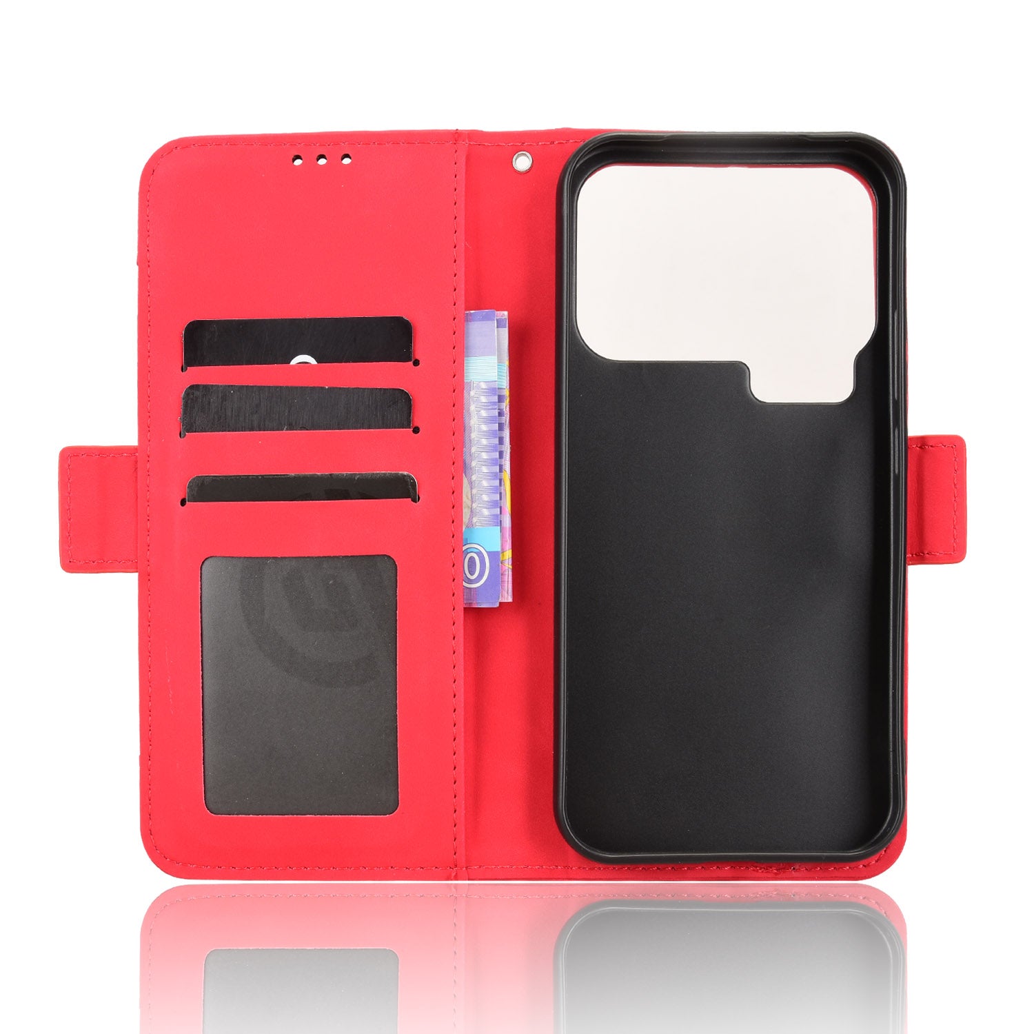 For Xiaomi 17 Pro Max Leather Case Phone Wallet Cover with Multiple Card Slots - Red