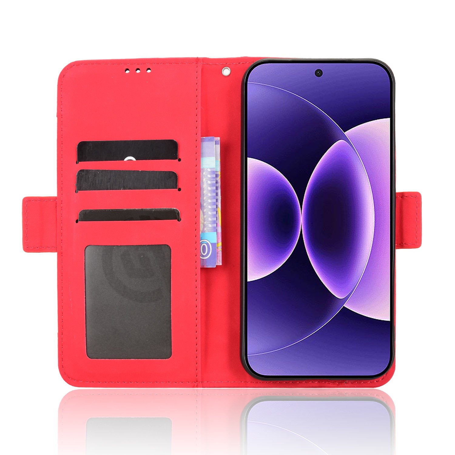 For Xiaomi 17 Pro Max Leather Case Phone Wallet Cover with Multiple Card Slots - Red