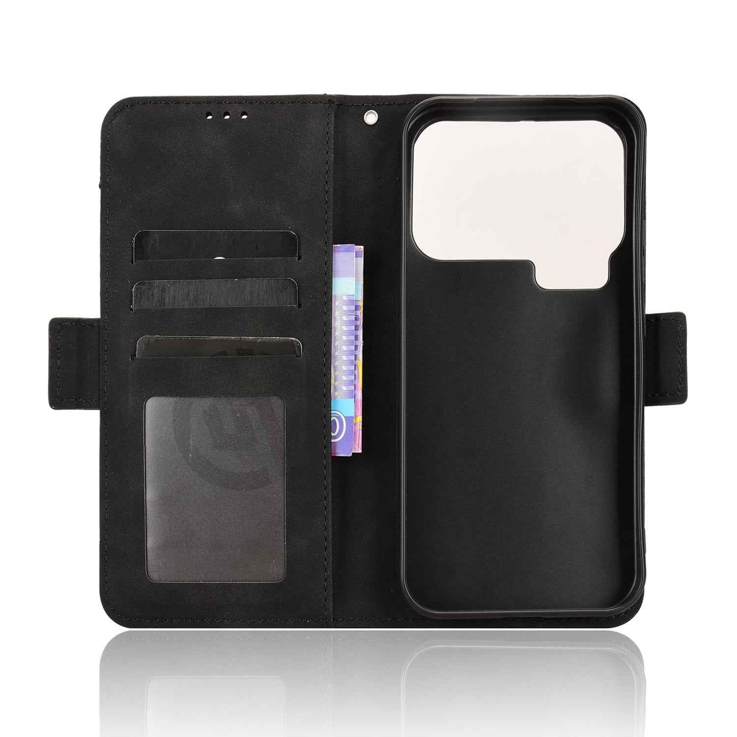 For Xiaomi 17 Pro Leather Case Phone Wallet Cover with Multiple Card Slots - Black