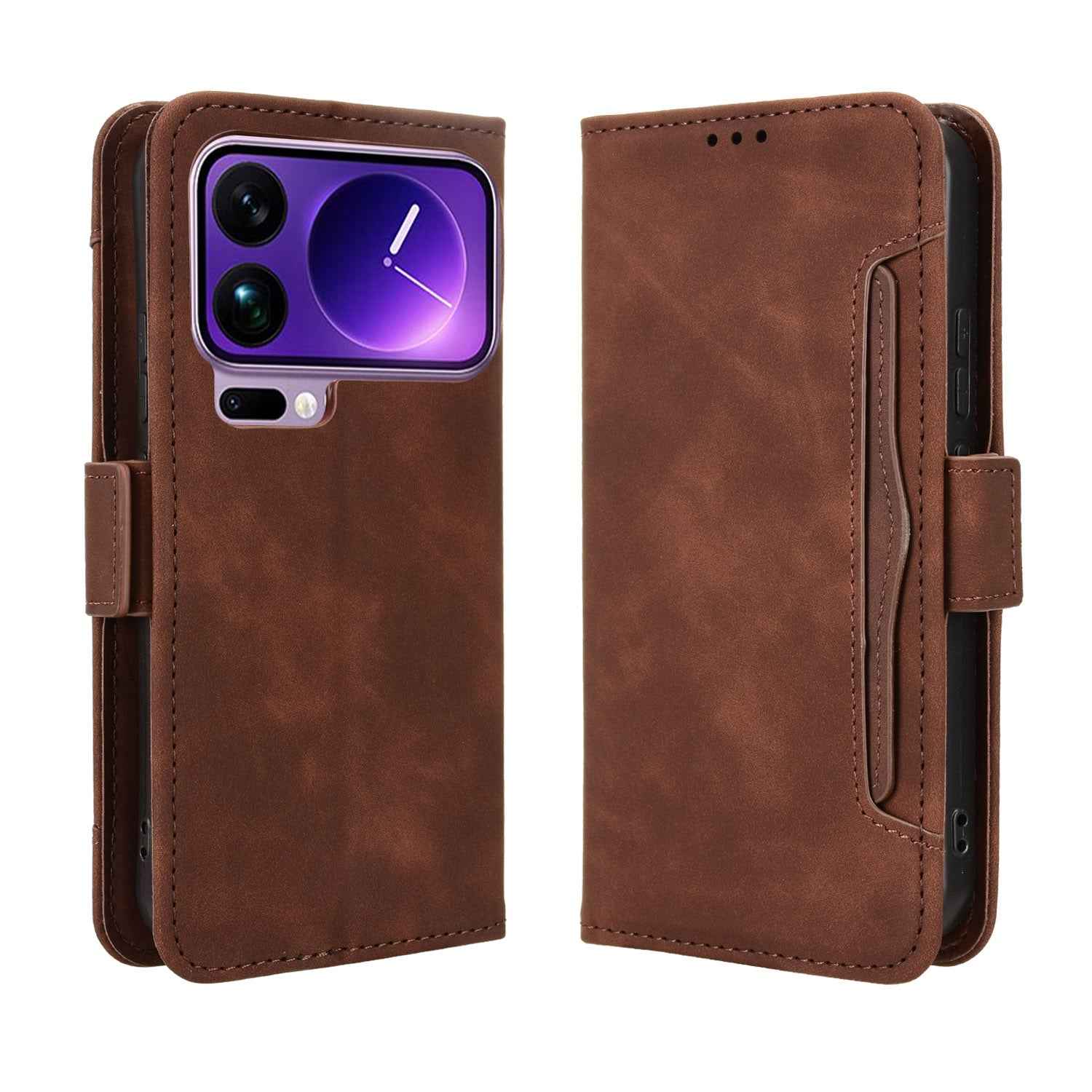 For Xiaomi 17 Pro Leather Case Phone Wallet Cover with Multiple Card Slots - Brown