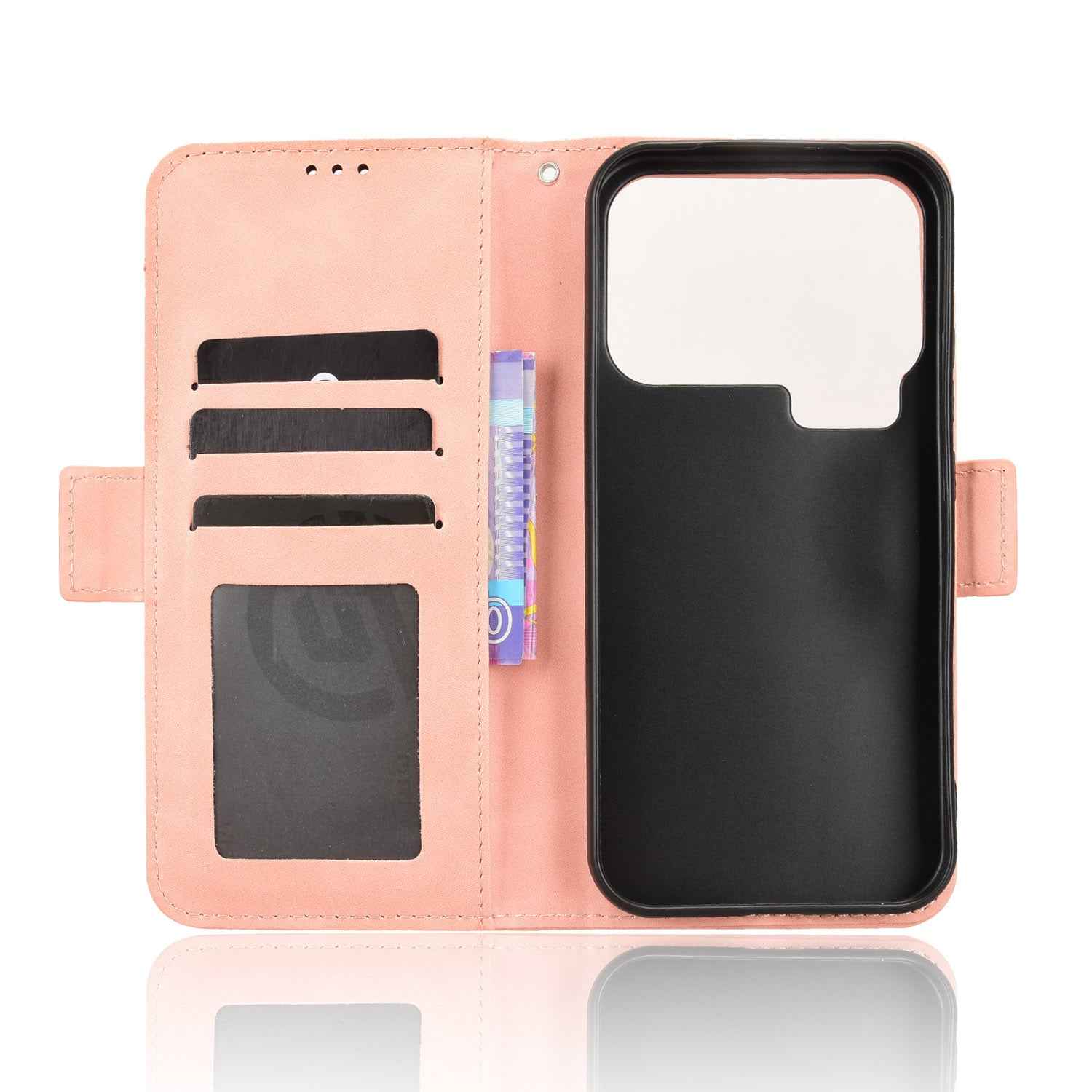 For Xiaomi 17 Pro Leather Case Phone Wallet Cover with Multiple Card Slots - Pink