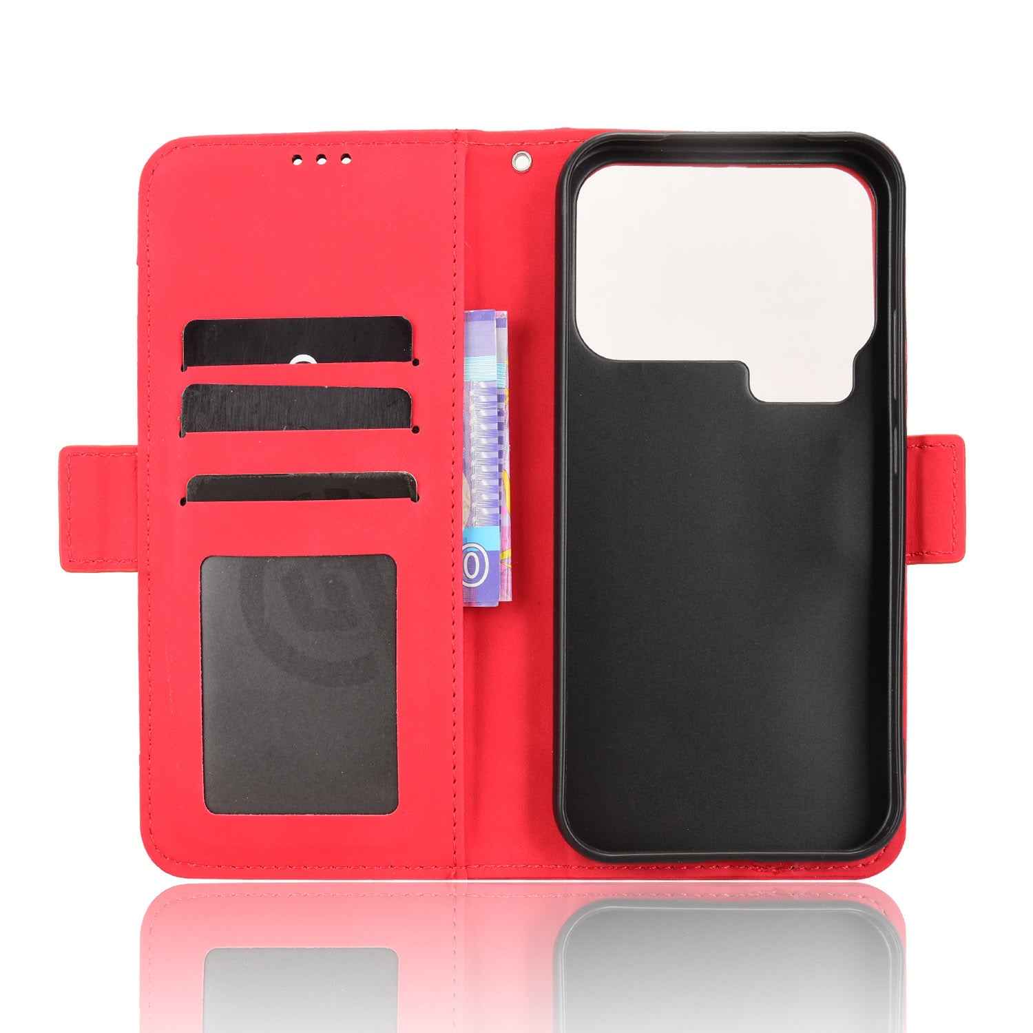 For Xiaomi 17 Pro Leather Case Phone Wallet Cover with Multiple Card Slots - Red