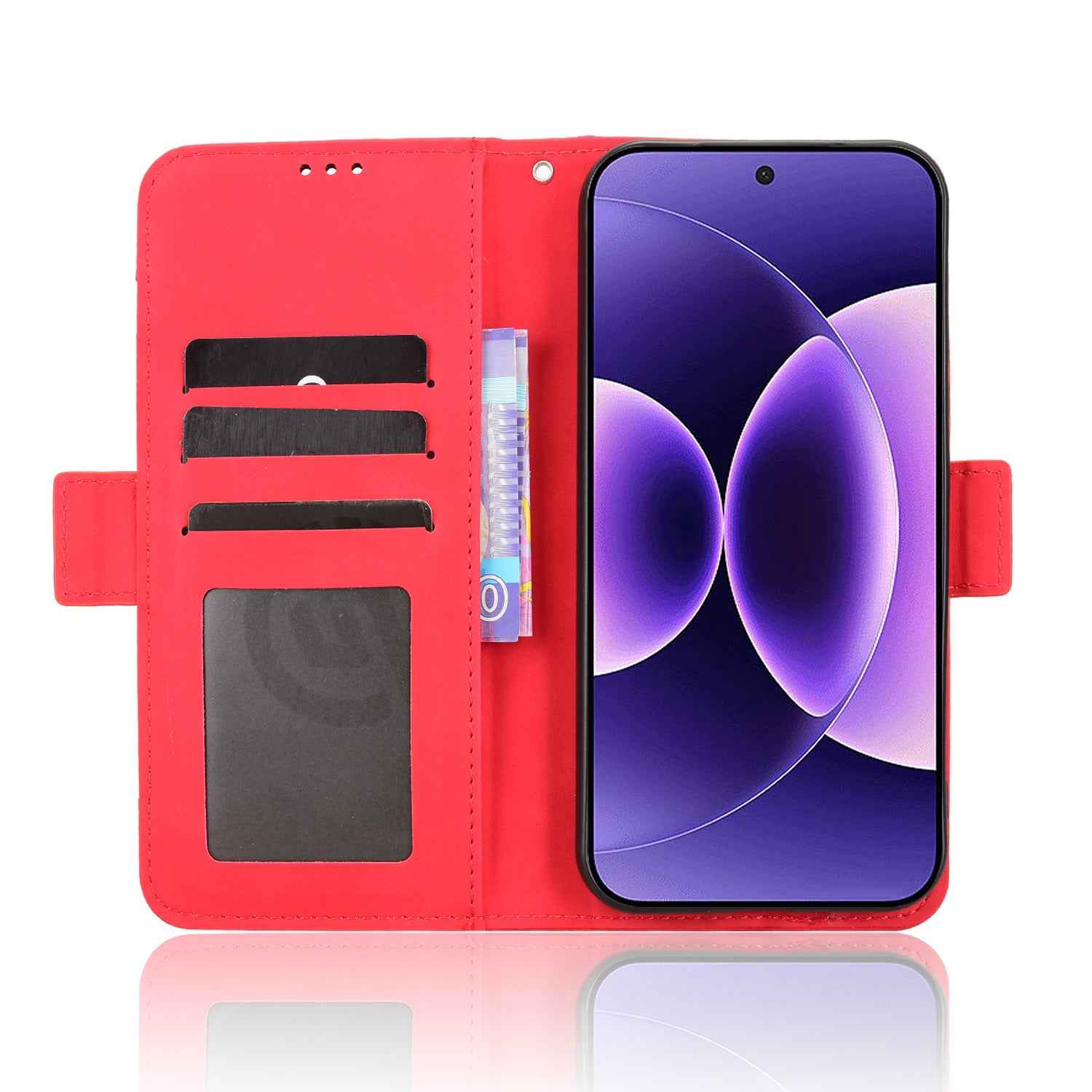 For Xiaomi 17 Pro Leather Case Phone Wallet Cover with Multiple Card Slots - Red