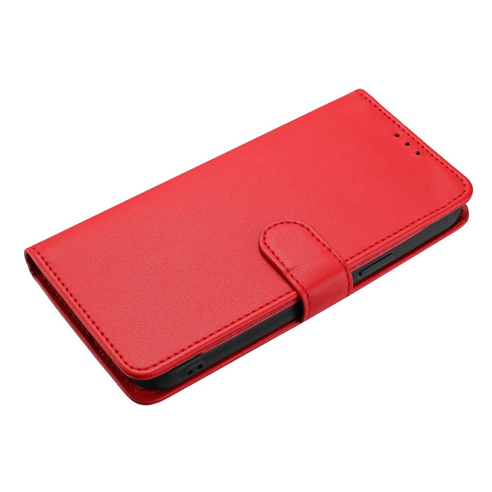 For-Samsung-Galaxy-S26-Ultra-Wallet-Case-with-Strap-/-Multiple-Card-Slots-Solid-Color-Leather-Stand-Phone-Cover-Red