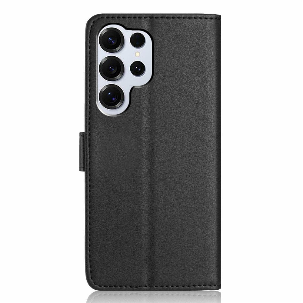 For-Samsung-Galaxy-S26-Ultra-Wallet-Case-with-Strap-/-Multiple-Card-Slots-Solid-Color-Leather-Stand-Phone-Cover-Black