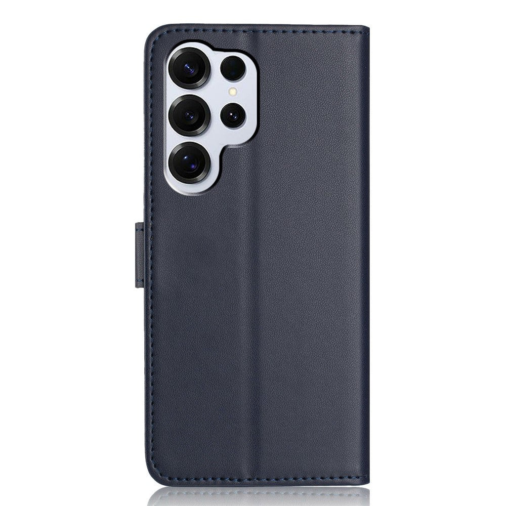 For-Samsung-Galaxy-S26-Ultra-Wallet-Case-with-Strap-/-Multiple-Card-Slots-Solid-Color-Leather-Stand-Phone-Cover-Blue