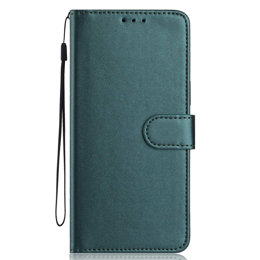 For-Samsung-Galaxy-S26-Ultra-Wallet-Case-with-Strap-/-Multiple-Card-Slots-Solid-Color-Leather-Stand-Phone-Cover-Blackish-Green