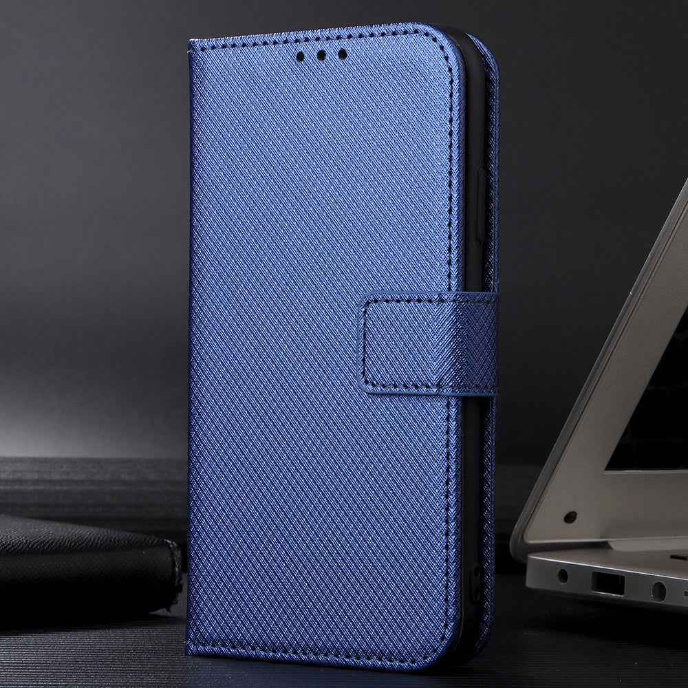 For Xiaomi 17 Pro Leather Wallet Case with Strap Diamond Texture Phone Cover - Blue