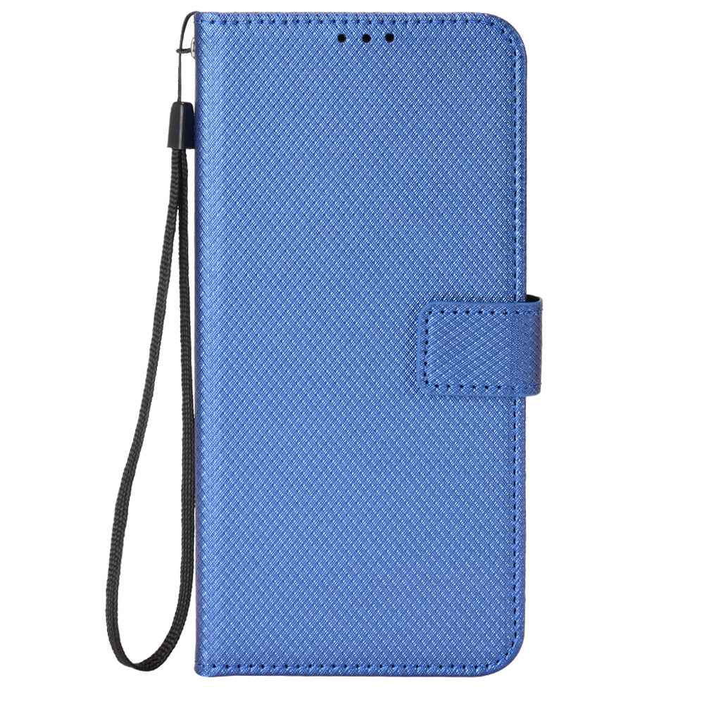 For Xiaomi 17 Pro Leather Wallet Case with Strap Diamond Texture Phone Cover - Blue