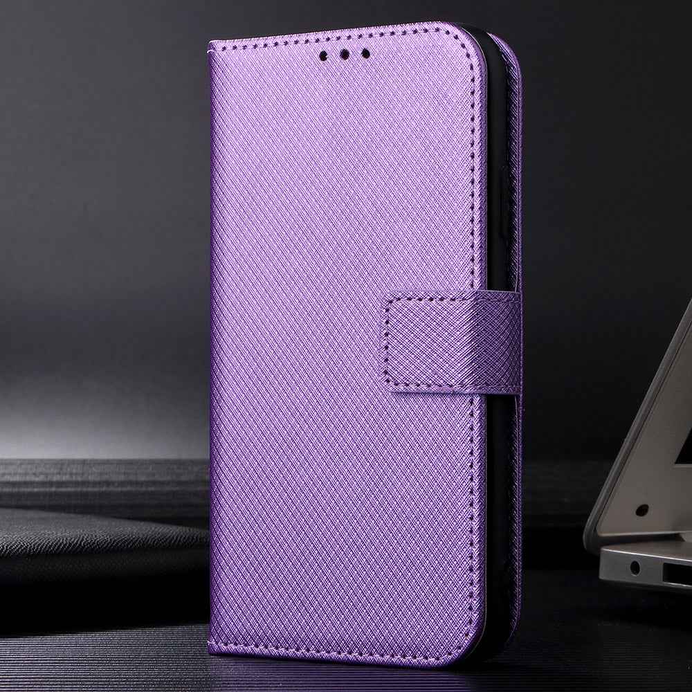 For Xiaomi 17 Pro Leather Wallet Case with Strap Diamond Texture Phone Cover - Purple