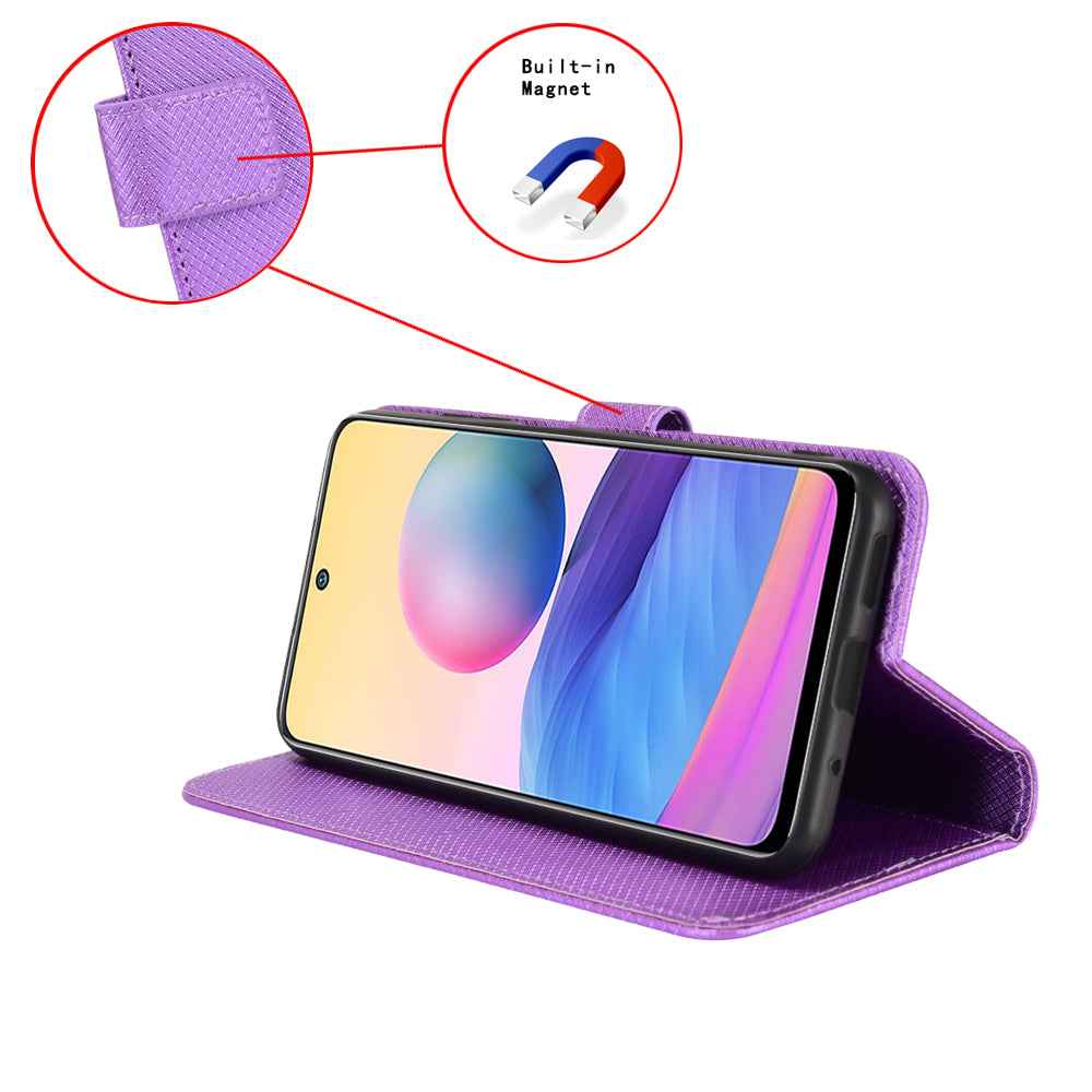 For Xiaomi 17 Pro Leather Wallet Case with Strap Diamond Texture Phone Cover - Purple
