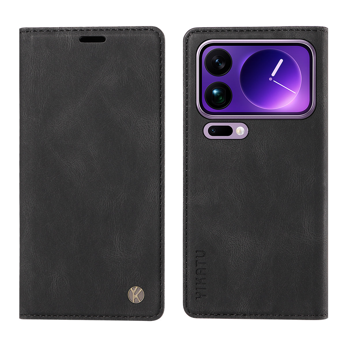 For Xiaomi 17 Pro Max Leather Cover YIKATU YK-004 Skin-Touch Wallet Phone Cases - Black