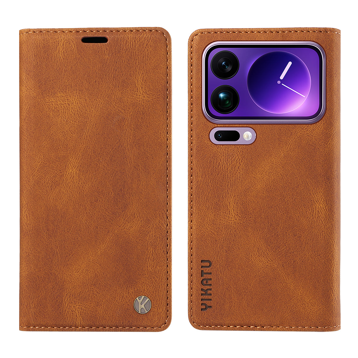 For Xiaomi 17 Pro Max Leather Cover YIKATU YK-004 Skin-Touch Wallet Phone Cases - Brown