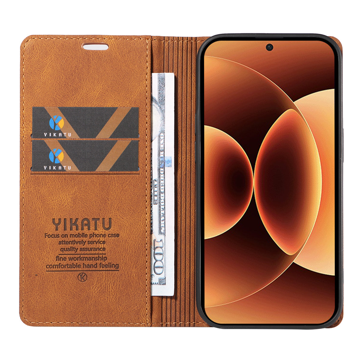 For Xiaomi 17 Pro Max Leather Cover YIKATU YK-004 Skin-Touch Wallet Phone Cases - Brown