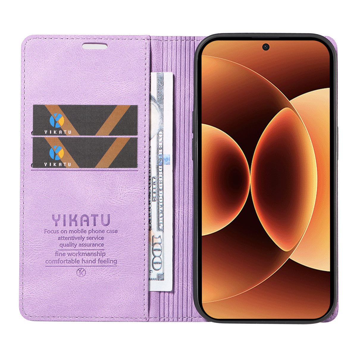 For Xiaomi 17 Pro Max Leather Cover YIKATU YK-004 Skin-Touch Wallet Phone Cases - Purple