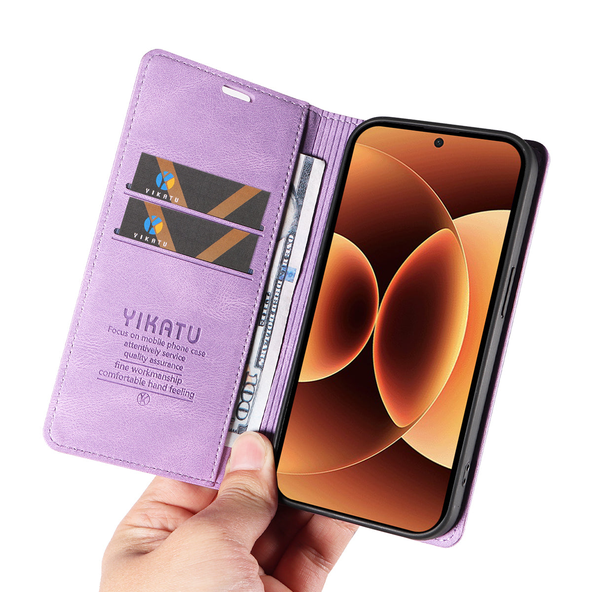 For Xiaomi 17 Pro Max Leather Cover YIKATU YK-004 Skin-Touch Wallet Phone Cases - Purple