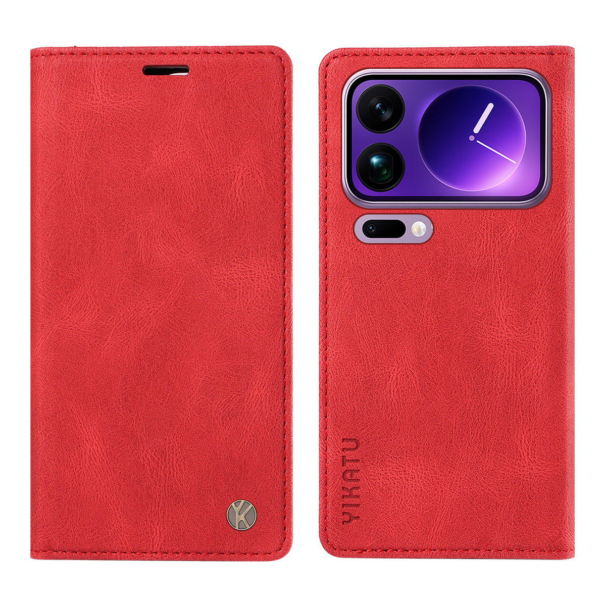For Xiaomi 17 Pro Max Leather Cover YIKATU YK-004 Skin-Touch Wallet Phone Cases -  Red