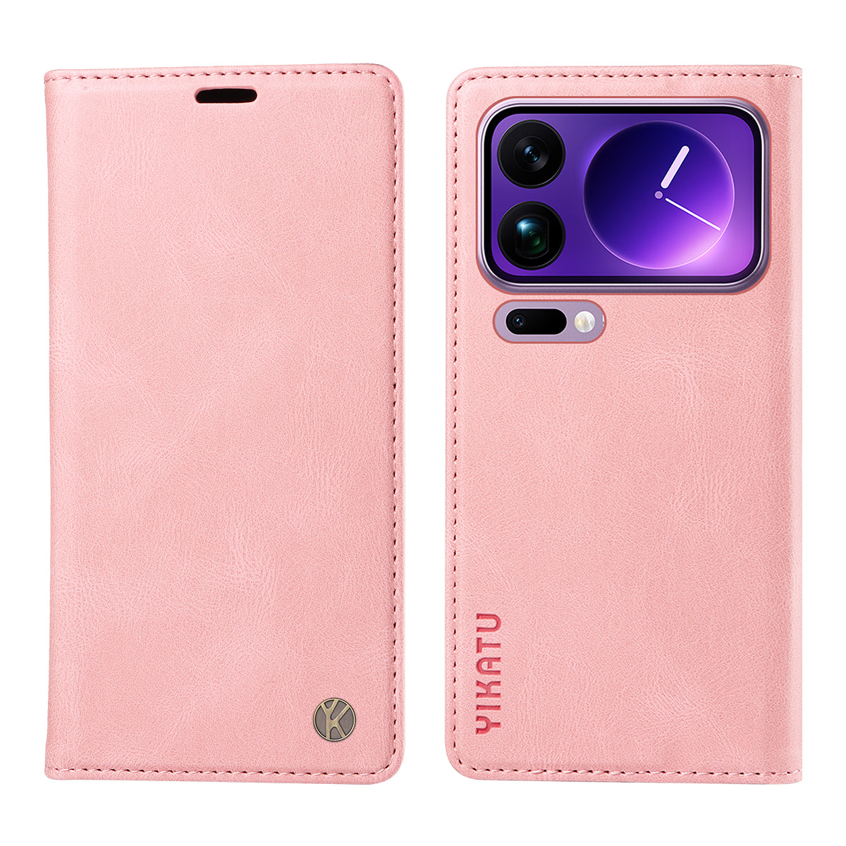 For Xiaomi 17 Pro Max Leather Cover YIKATU YK-004 Skin-Touch Wallet Phone Cases - Pink