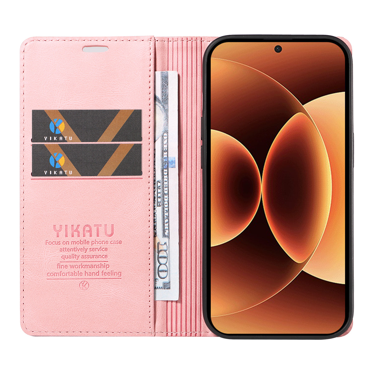 For Xiaomi 17 Pro Max Leather Cover YIKATU YK-004 Skin-Touch Wallet Phone Cases - Pink