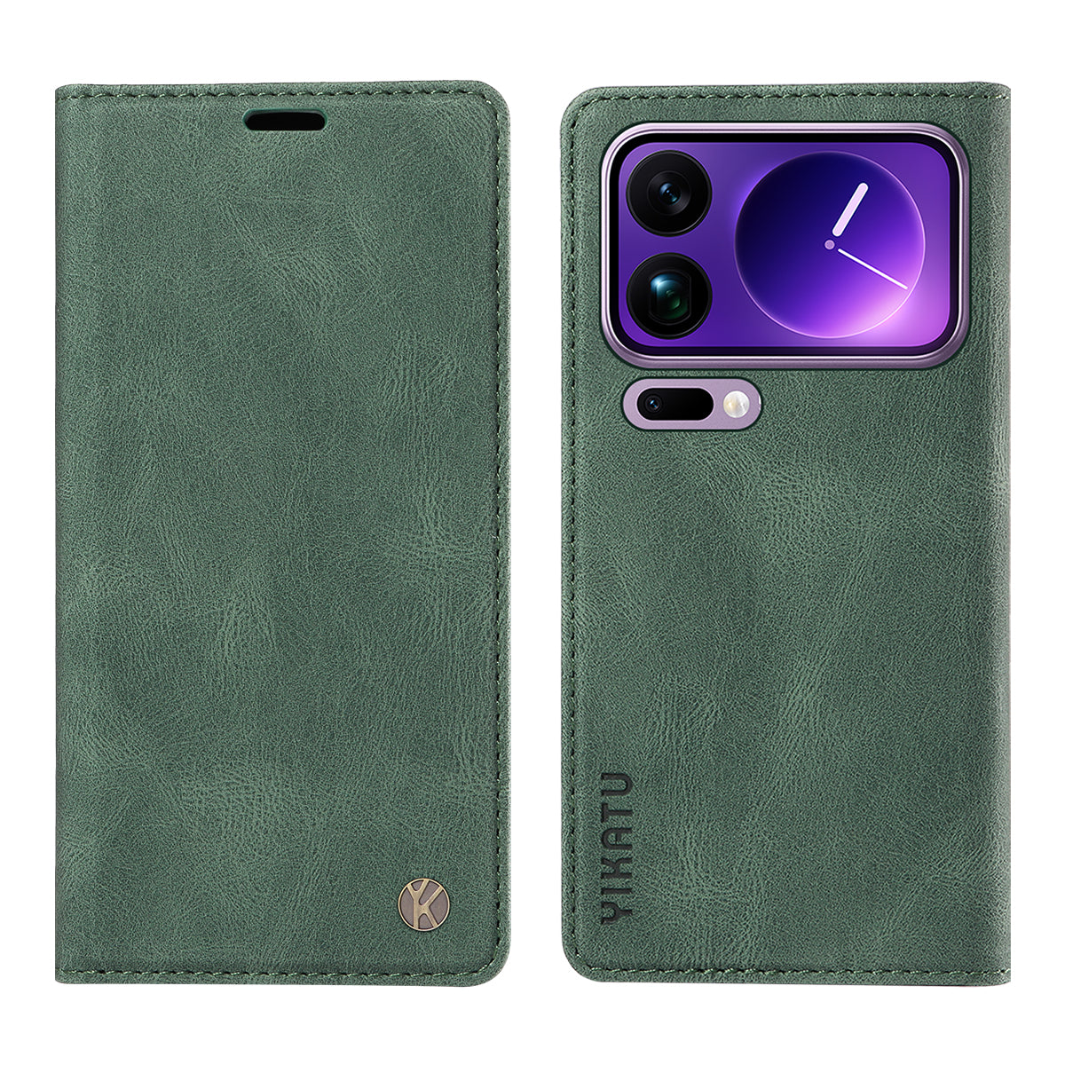 For Xiaomi 17 Pro Max Leather Cover YIKATU YK-004 Skin-Touch Wallet Phone Cases - Green