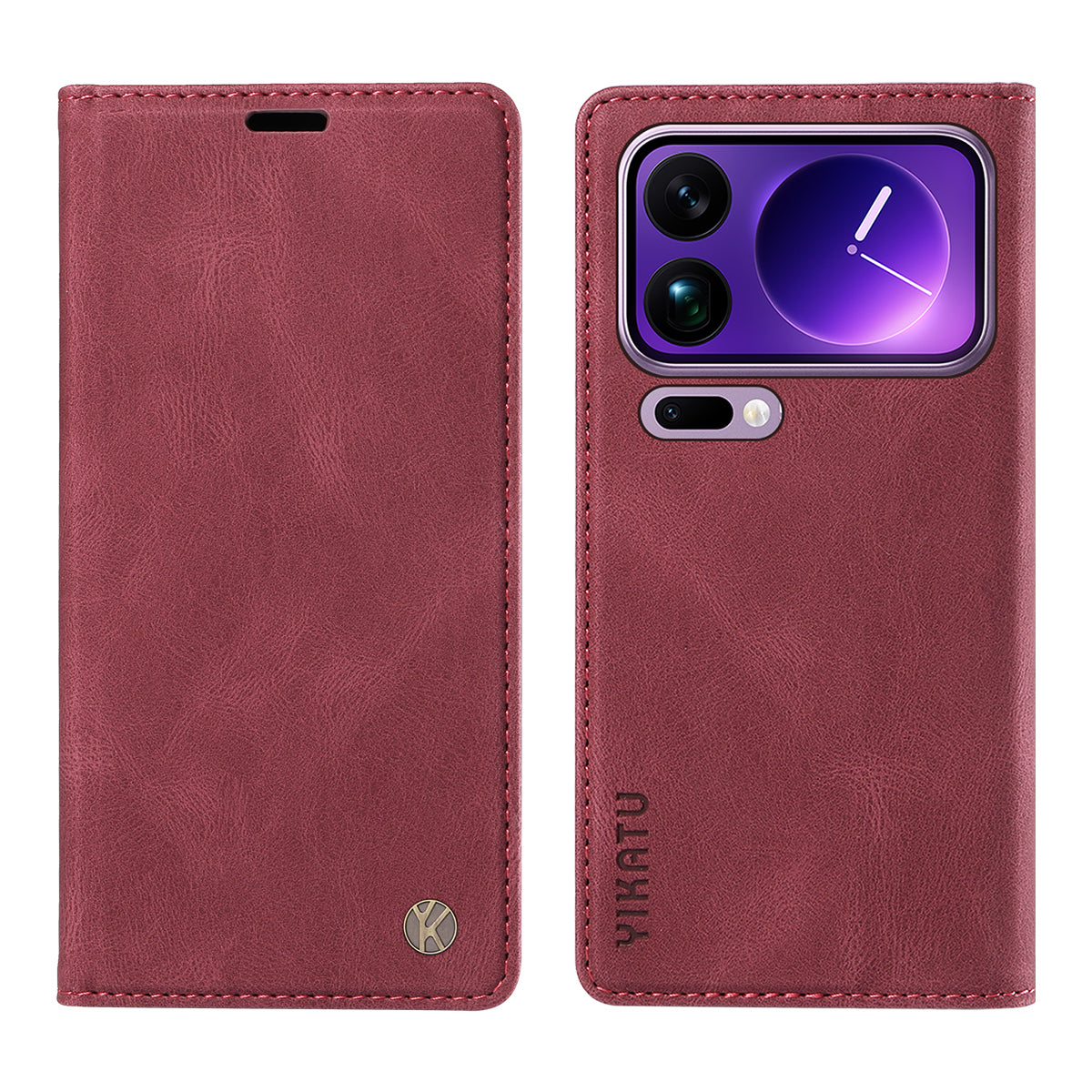 For Xiaomi 17 Pro Max Leather Cover YIKATU YK-004 Skin-Touch Wallet Phone Cases - Wine Red