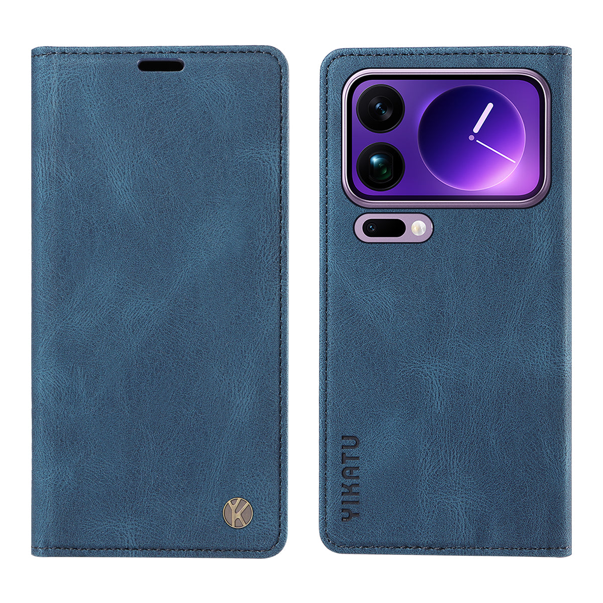 For Xiaomi 17 Pro Max Leather Cover YIKATU YK-004 Skin-Touch Wallet Phone Cases - Blue