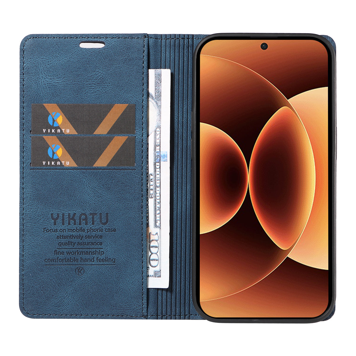 For Xiaomi 17 Pro Max Leather Cover YIKATU YK-004 Skin-Touch Wallet Phone Cases - Blue