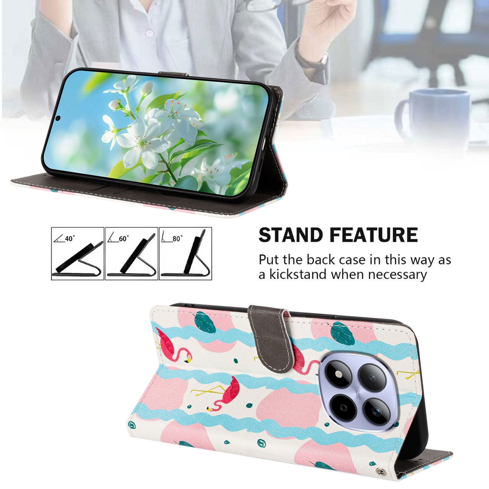 For Xiaomi Redmi Note 15 Pro 5G (Global) Case Pattern Print PU Leather Wallet Phone Cover with Wrist Strap - Birds