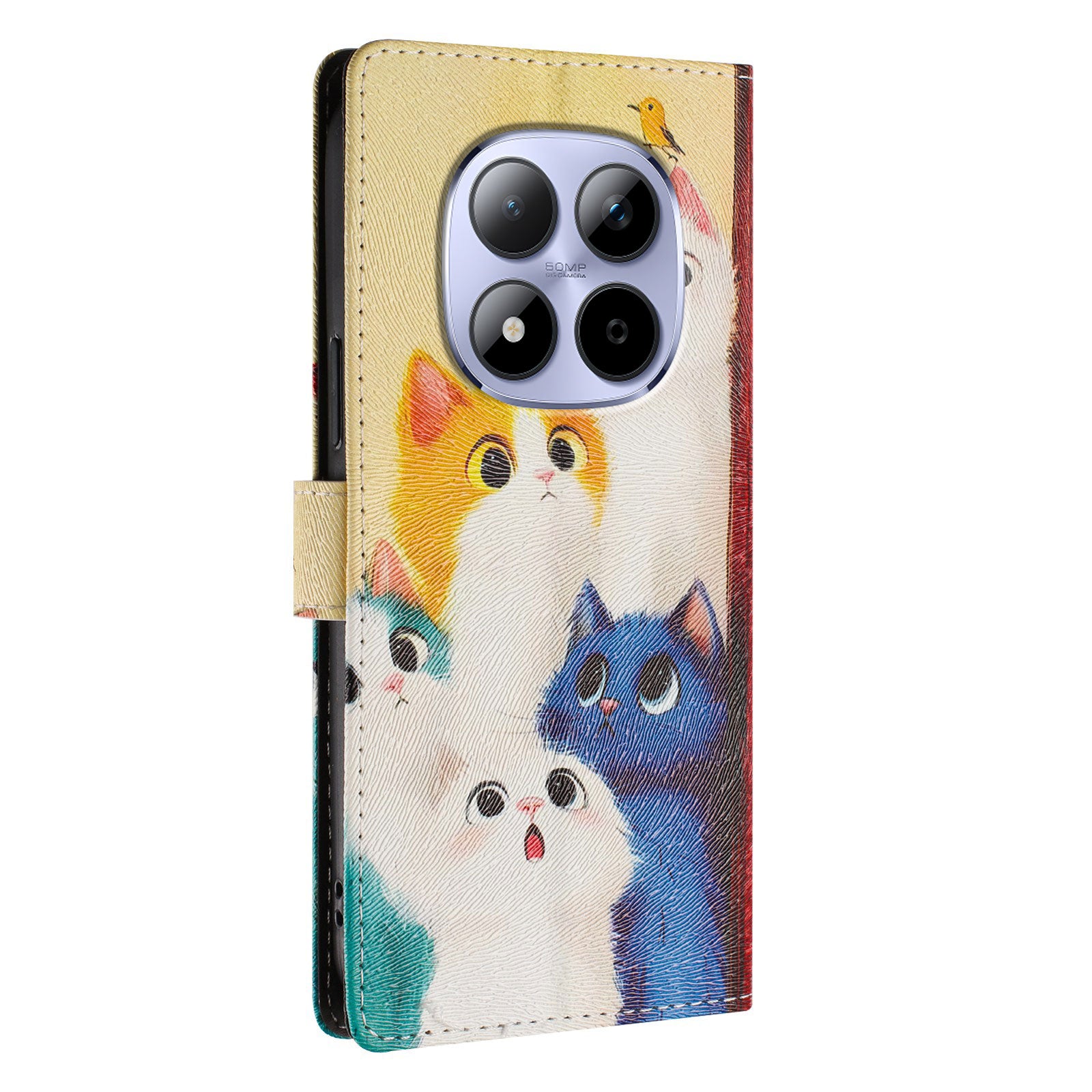 For Xiaomi Redmi Note 15 Pro 5G (Global) Case Pattern Print PU Leather Wallet Phone Cover with Wrist Strap - Colorful Cats