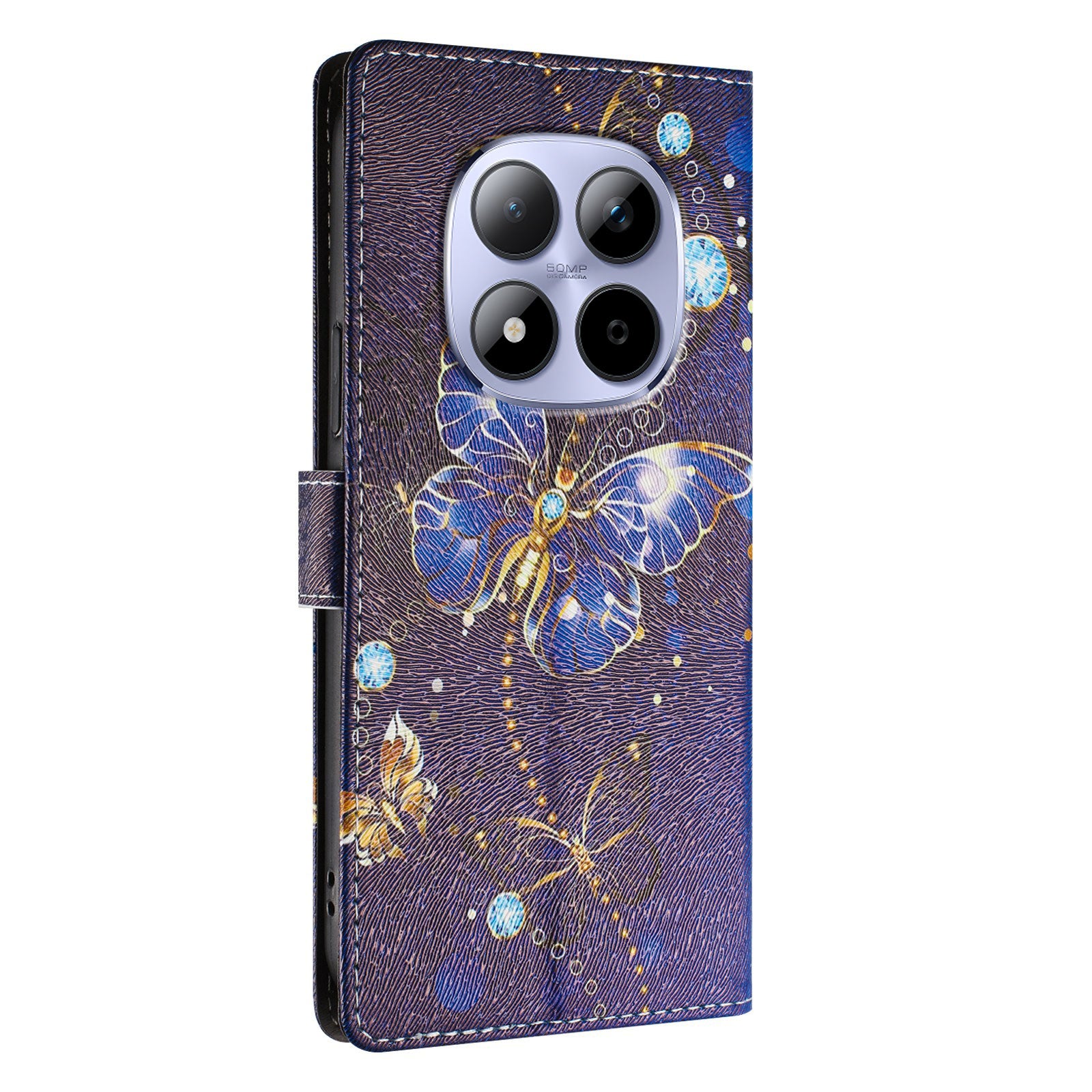 For Xiaomi Redmi Note 15 Pro 5G (Global) Case Pattern Print PU Leather Wallet Phone Cover with Wrist Strap - Blue Butterfly