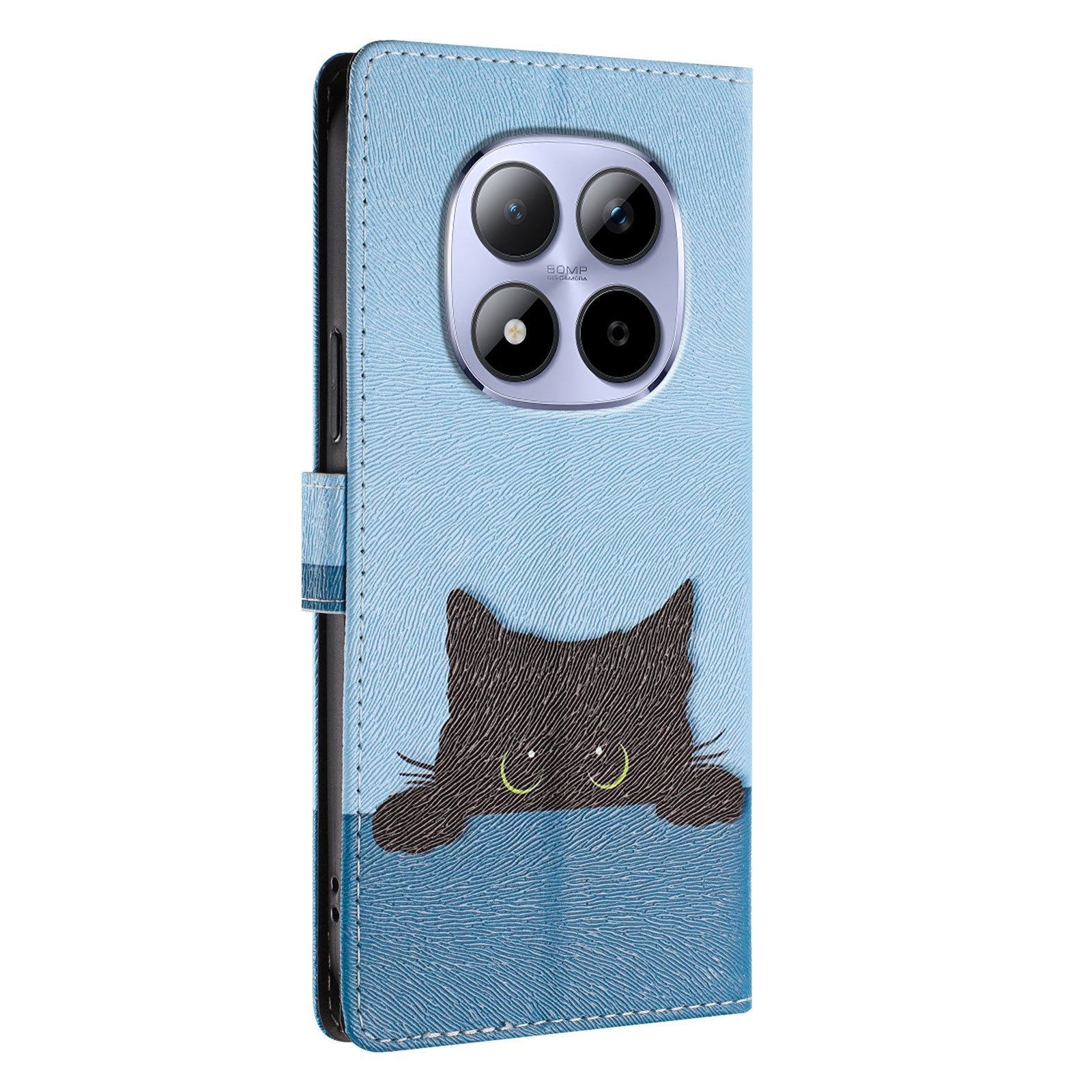 For Xiaomi Redmi Note 15 Pro 5G (Global) Case Pattern Print PU Leather Wallet Phone Cover with Wrist Strap - Black Cat