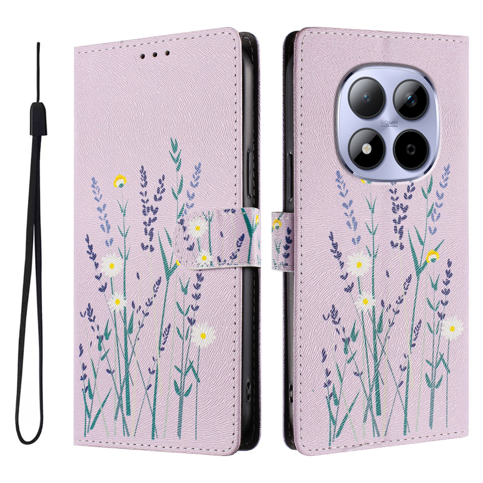 For Xiaomi Redmi Note 15 Pro 5G (Global) Case Pattern Print PU Leather Wallet Phone Cover with Wrist Strap - Lavender